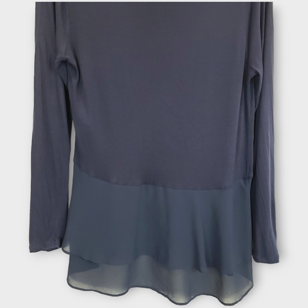 Michael Kors Navy Flutter Hem Layered Top Medium - Picture 10 of 11